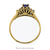 Oval Cut Tanzanite Ring With Diamond Halo And Sides .20 CTTW In 14KT Yellow Gold - Thumbnail 2