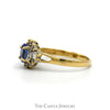 Oval Cut Tanzanite Ring With Diamond Halo And Sides .20 CTTW In 14KT Yellow Gold - Thumbnail 3