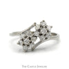 1/2cttw Double Flower Diamond Cluster Ring in 14k White Gold Bypass Design - Thumbnail 1