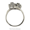 1/2cttw Double Flower Diamond Cluster Ring in 14k White Gold Bypass Design - Thumbnail 2