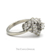 1cttw Swirled Diamond Cluster Ring in 14k White Gold - Thumbnail 3