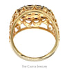 Ruby & Diamond 19 Stone Kentucky Cluster Ring with Open Filigree Sides in 10k Yellow Gold - Thumbnail 2