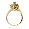 Marquise Shaped Emerald & Diamond Cluster Ring in 14k Yellow Gold - Thumbnail 2
