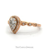 Pear Shaped Diamond Halo Cluster Ring With .25 CTTW Round Diamonds In 10KT Rose Gold - Thumbnail 3