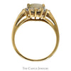 Pear Cut Opal Ring with Diamond Halo and Split Shank Sides in 10k Yellow Gold - Thumbnail 2