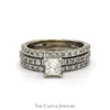 1.25cttw Princess Cut Diamond Soldered 3 Piece Bridal Set with Diamond Accents in 10k White Gold - Thumbnail 1