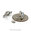 Heart Shaped Blue Topaz Earrings with Diamond Accented Twisted Drop Design in 10k White Gold - Thumbnail 3
