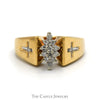 Marquise Shaped Diamond Cluster Ring with Cross Designed Sides in 10k Yellow Gold - Thumbnail 1