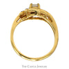 Oval Opal Ring with Diamond Accents in 10k Yellow Gold Open Swirled Bypass Design - Thumbnail 2