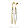 Two Tone Beaded Dangle Earrings in 10k Yellow & White Gold Butterfly Pushbacks - Thumbnail 2