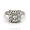 1cttw Round Shaped Diamond Cluster Ring in 14k White Gold - Thumbnail 1