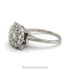 1cttw Round Shaped Diamond Cluster Ring in 14k White Gold - Thumbnail 3