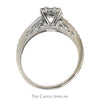 1/2cttw Square Shaped Baguette & Round Diamond Cluster Engagement Ring with Accents in 14k White Gold - Thumbnail 2