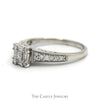 1/2cttw Square Shaped Baguette & Round Diamond Cluster Engagement Ring with Accents in 14k White Gold - Thumbnail 3