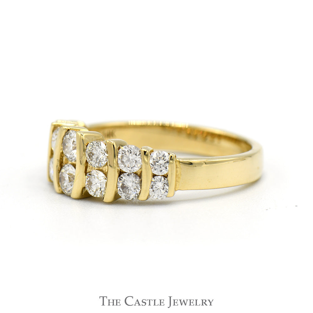 1cttw Multi Row Channel Set Diamond Gabriel & Co Designer Ring in 14k Yellow Gold