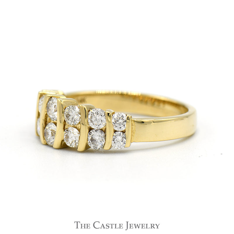 1cttw Multi Row Channel Set Diamond Gabriel & Co Designer Ring in 14k Yellow Gold
