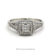 Invisiset Princess Cut Diamond Cluster Engagement Ring with Diamond Halo and Accented Sides in 14k White Gold - Thumbnail 1