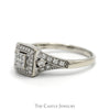 Invisiset Princess Cut Diamond Cluster Engagement Ring with Diamond Halo and Accented Sides in 14k White Gold - Thumbnail 3