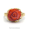 Carved Coral Rose Ring in 14k Yellow Gold - Thumbnail 1