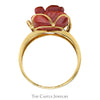 Carved Coral Rose Ring in 14k Yellow Gold - Thumbnail 2