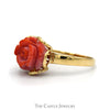Carved Coral Rose Ring in 14k Yellow Gold - Thumbnail 3