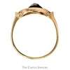 Old Mine Cut Diamond Circular Shield Ring with Black Onyx Accent in 14k Yellow Gold - Thumbnail 2
