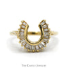 Baguette Cut Diamond Horseshoe Ring in 14k Yellow Gold - Thumbnail 1