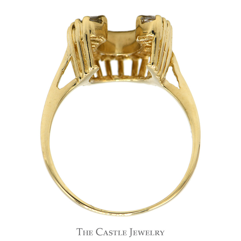 Baguette Cut Diamond Horseshoe Ring in 14k Yellow Gold