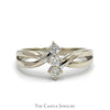 Vertical Set Three Stone Diamond Ring with Open Interweaving Sides in 14k White Gold - Thumbnail 1