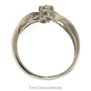 Vertical Set Three Stone Diamond Ring with Open Interweaving Sides in 14k White Gold - Thumbnail 2