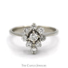 Pear Shaped Round Diamond Cluster Ring in 14k White Gold - Thumbnail 1