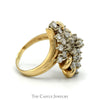Freeform 2.5cttw Diamond Cluster Ring in 14k Yellow Gold Bypass Mounting - Thumbnail 3