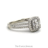 1cttw Round & Baguette Diamond Cluster Ring with Diamond Halo and Accented Split Shank Sides in 14k White Gold - Thumbnail 3