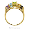 Emerald Cut Multi Gemstone Band in 14k Yellow Gold - Thumbnail 2