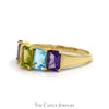 Emerald Cut Multi Gemstone Band in 14k Yellow Gold - Thumbnail 3