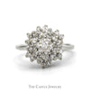 1cttw Round Diamond Starburst Cluster Ring in 14k White Gold - Thumbnail 1