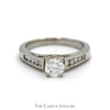 Round Diamond Solitaire Engagement Ring with Channel Set Diamond Accented Sides in 14k White Gold - Thumbnail 1