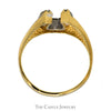 Round Diamond Accented Horseshoe Ring in 10k Yellow Gold - Thumbnail 2