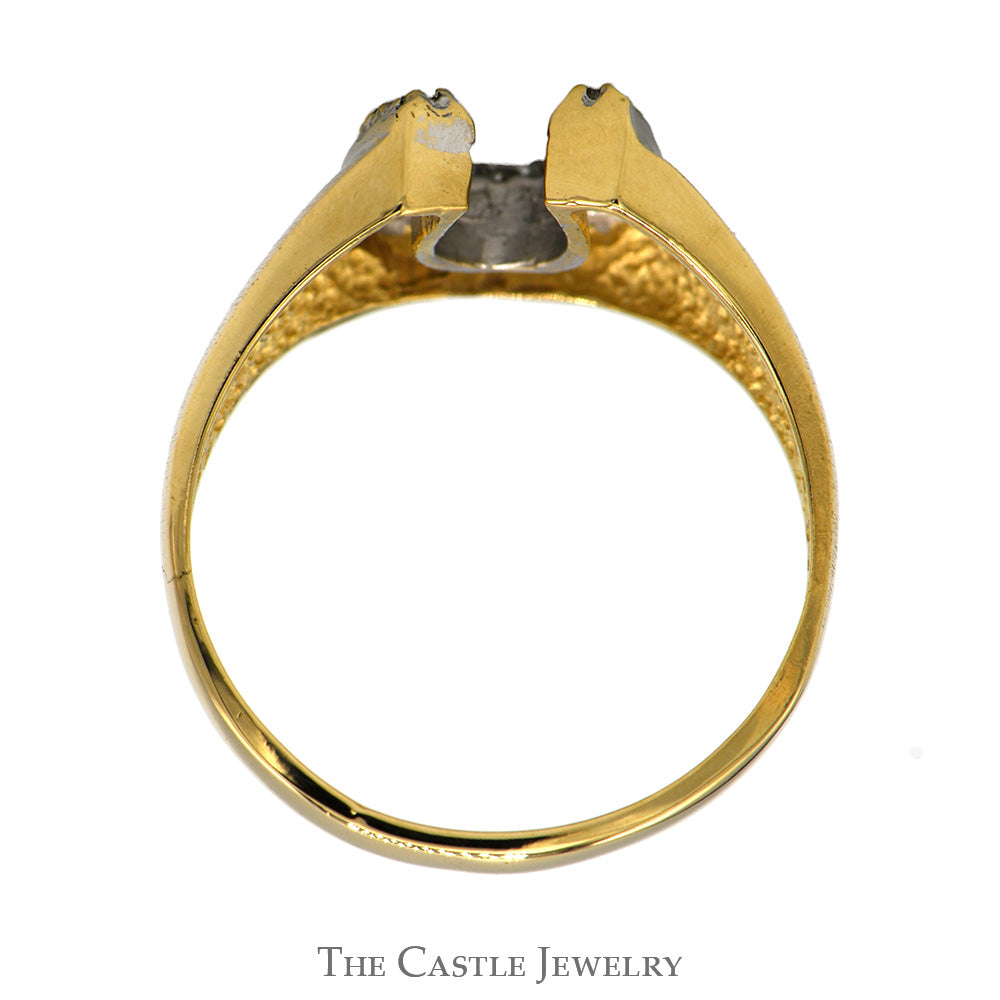 Round Diamond Accented Horseshoe Ring in 10k Yellow Gold