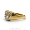 Round Diamond Accented Horseshoe Ring in 10k Yellow Gold - Thumbnail 3