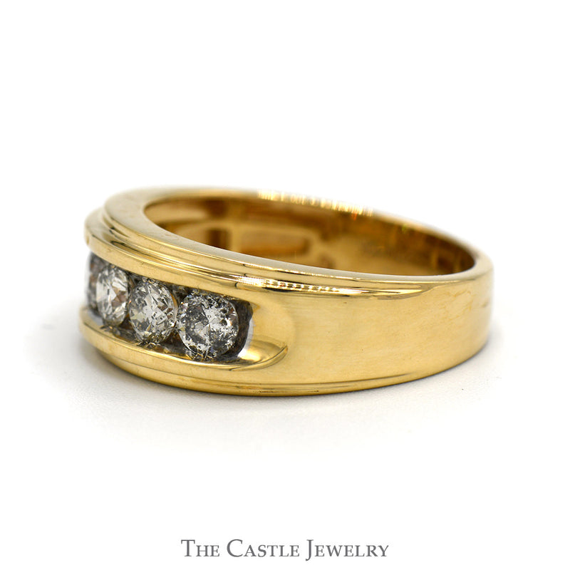 1.5cttw 5 Round Nick Set Diamond Men's Band in 10k Yellow Gold
