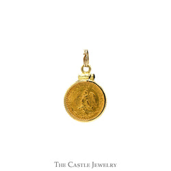 1945 Dos Pesos Mexican Coin Pendant in 14k Yellow Gold