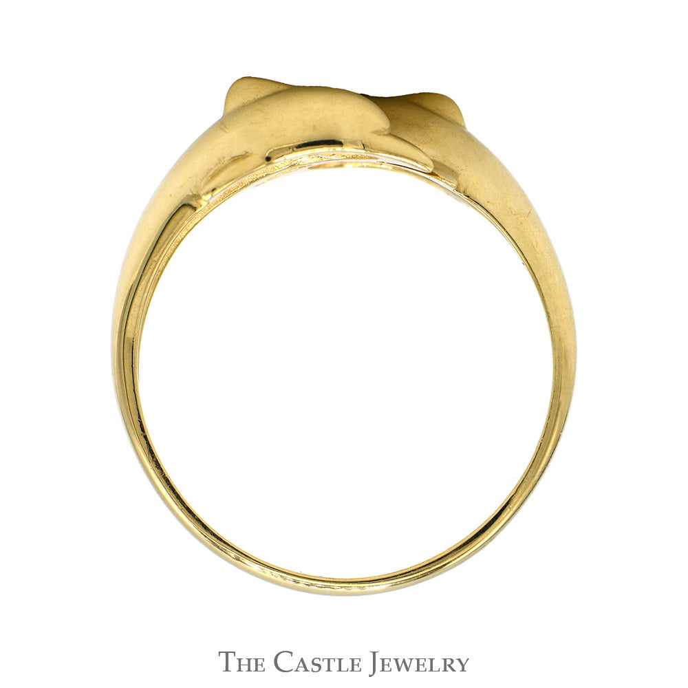 Double Dolphin Designed Bypass Ring in 14k Yellow Gold