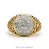 1/2cttw Kentucky Diamond Cluster Ring with Open Filigree Sides in 14k Yellow Gold - Thumbnail 1