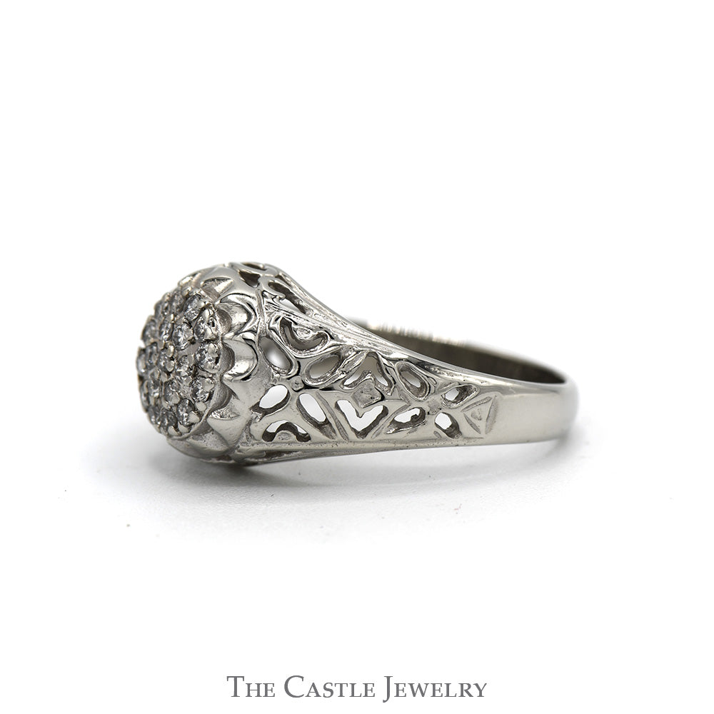 Women's Kentucky Diamond Cluster Ring in 10k White Gold