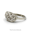 Side Set Oval Shaped Diamond Cluster Ring in 14k White Gold - Thumbnail 3