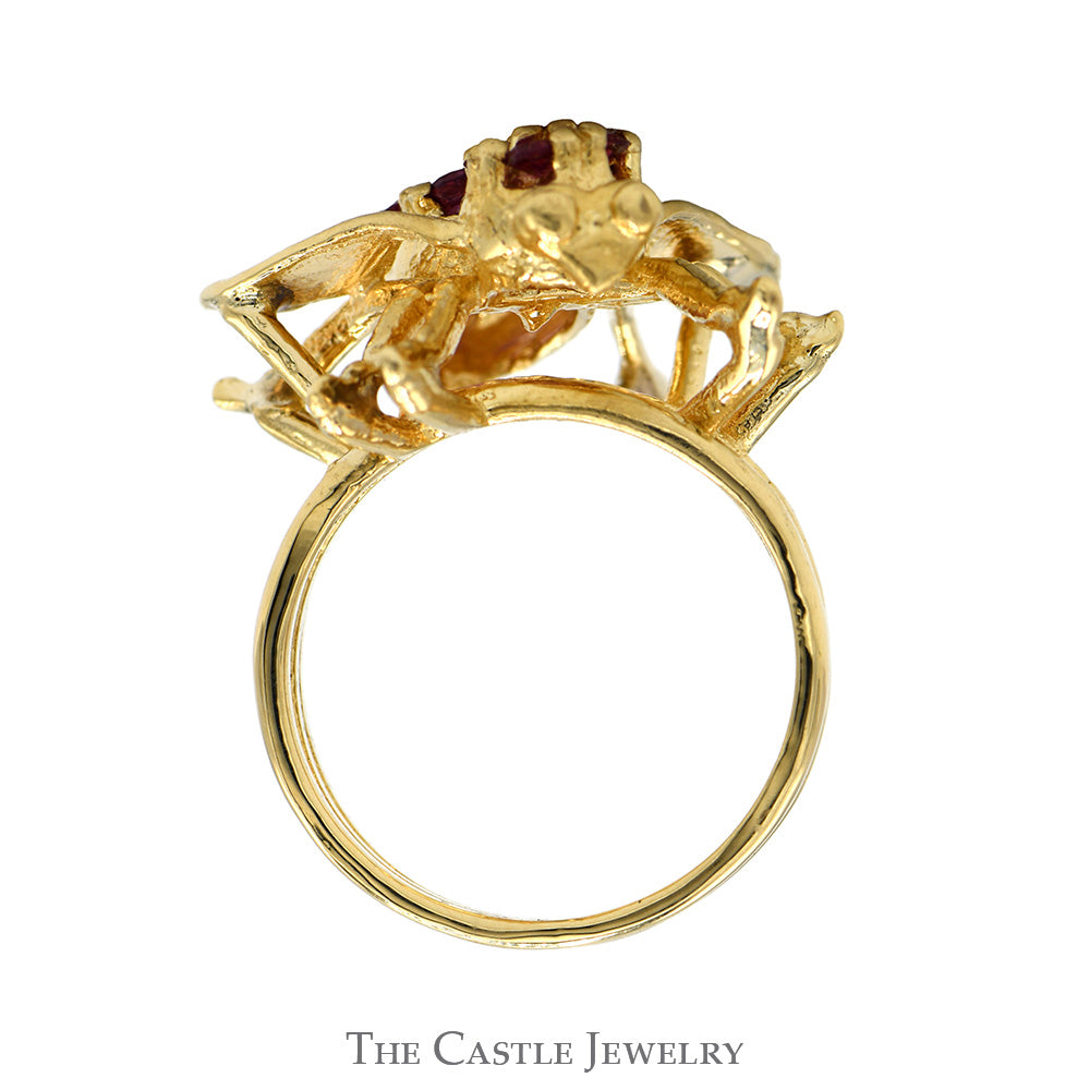 Bee Designed Ruby Cluster Ring in 14k Yellow Gold