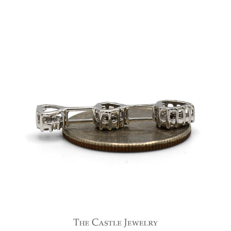 Triple Open Heart Diamond Bar Pendant in 10k White Gold