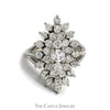 2.5cttw Marquise Shaped Diamond Cluster Ring in 14k White Gold - Thumbnail 1