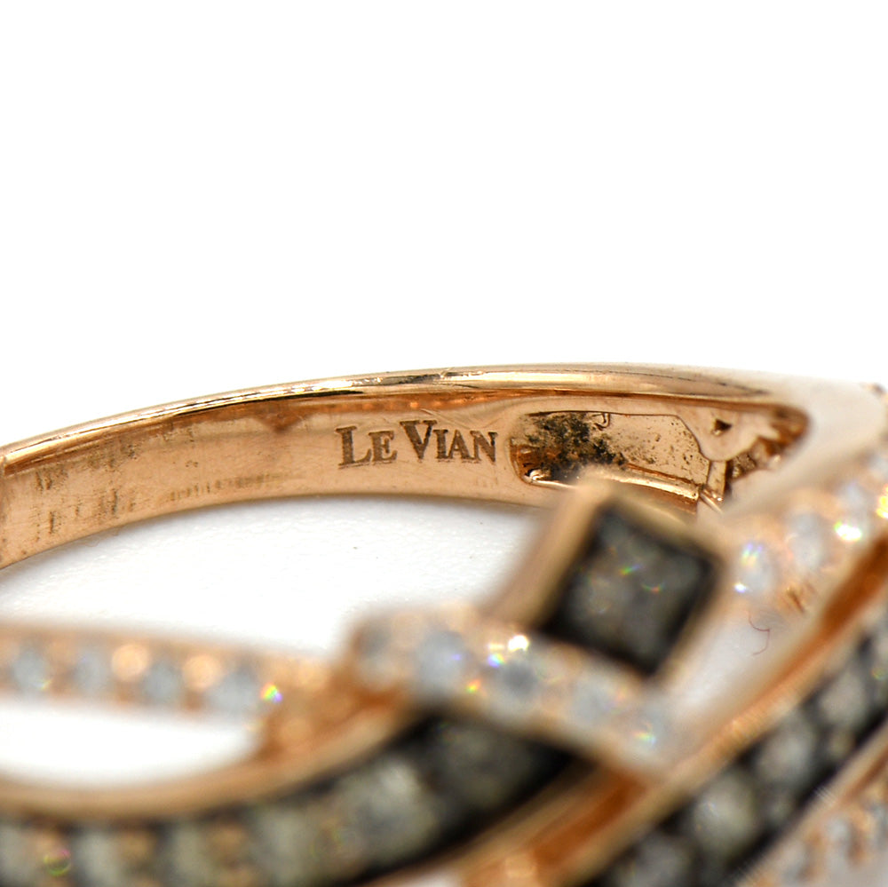 Le Vian 3/4cttw Chocolate & White Diamond Open Twisted Designer Band in 14k Rose Gold